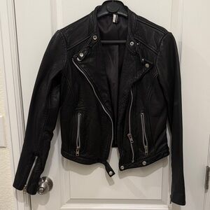 Top shop Women's Black Leather Jacket 100% Buffalo leather